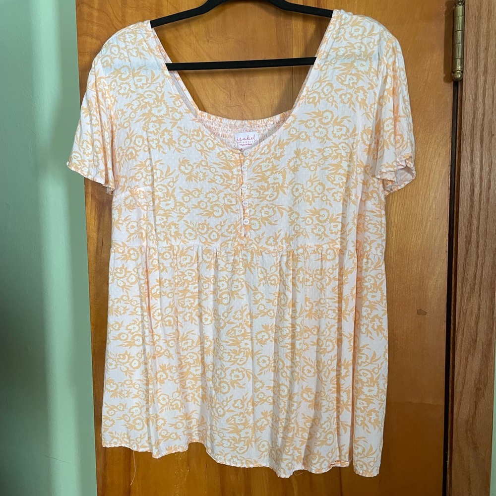 Isabel Maternity by Ingrid & Isabel Cream and Orange Floral Blouse